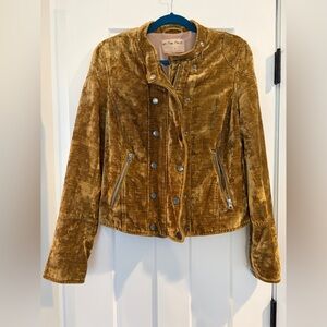 We The Free Gold Velvet Bomber Jacket